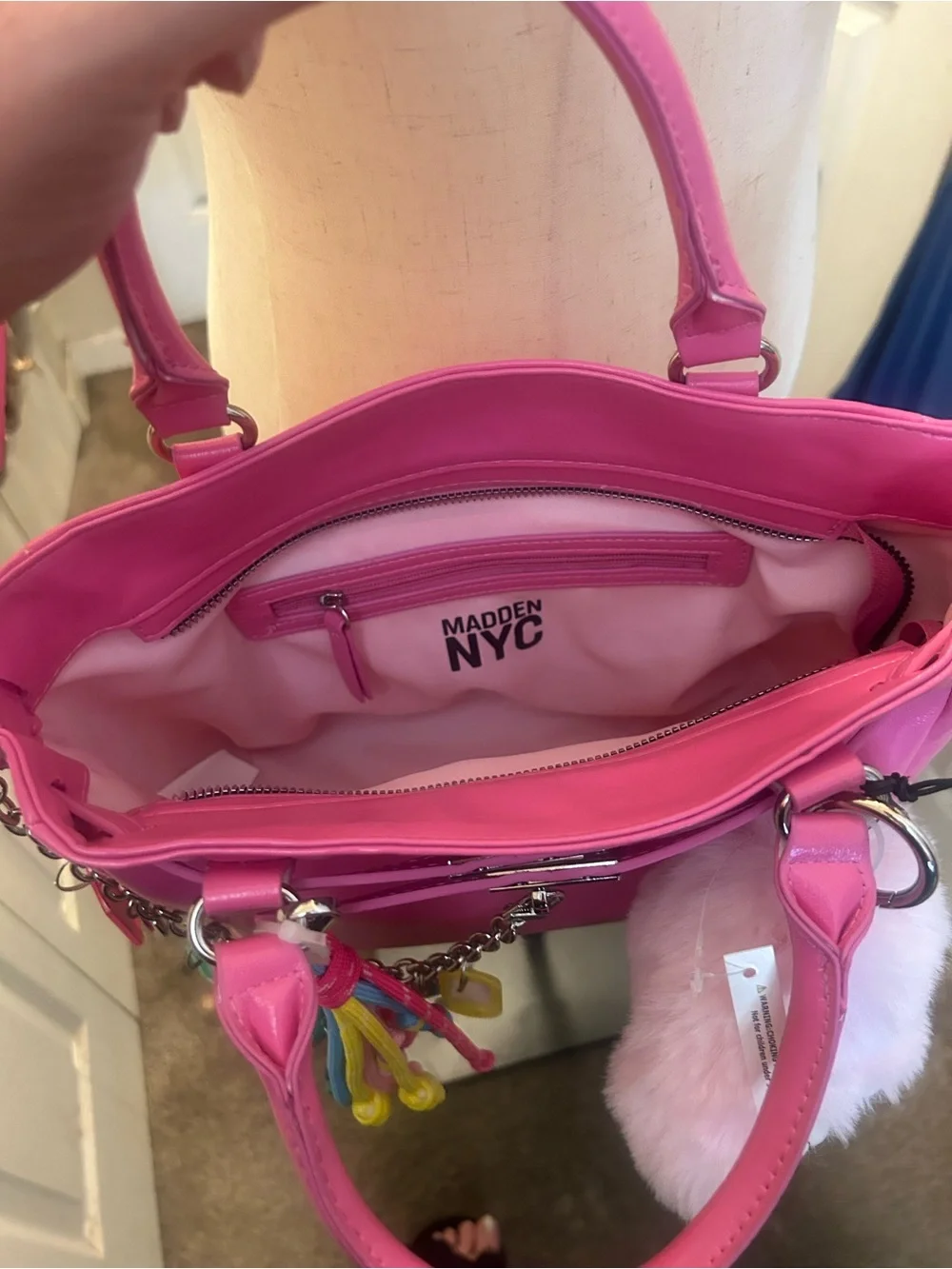 Steve Madden Hot Pink Satchel with Removable Strap